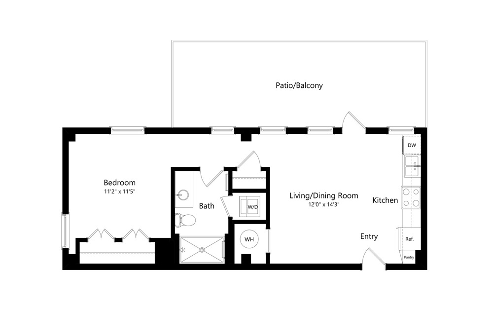 A1a - 1913 - 1 bedroom floorplan layout with 1 bath and 558 square feet. A1a - 1913 - 1 bedroom floorplan layout with 1 bath and 558 square feet.